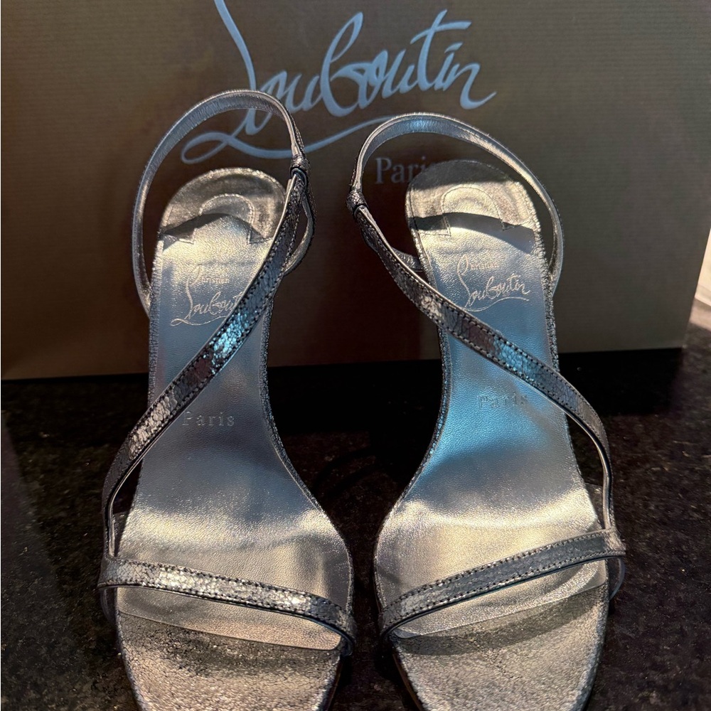 Christian Louboutin Metallic Rosalie Silver Heels